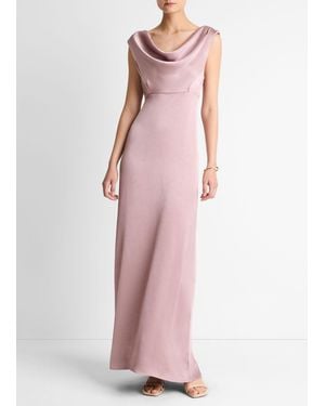 Vince Satin Draped Cowl-Neck Maxi Dress - Pink