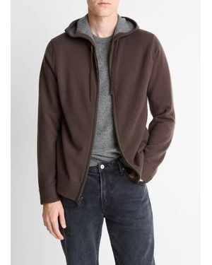 Vince Cashmere Zip-Front Hoodie - Brown
