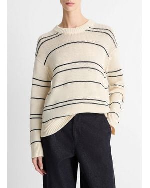 Vince Variegated Stripe Wool-Blend Sweater - Natural