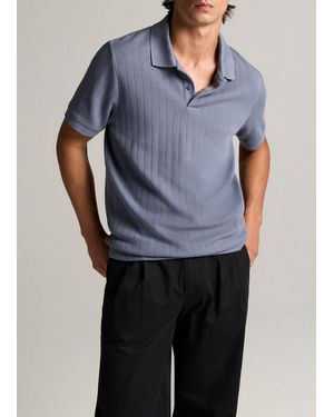 Vince Drop-Needle Stripe Pima Cotton Polo Shirt - Blue