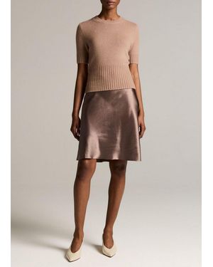 Vince Lingerie-Trim Short Satin Slip Skirt - Natural