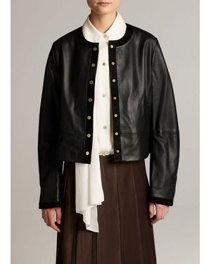 Vince Suede-Trimmed Leather Cropped Jacket - Black