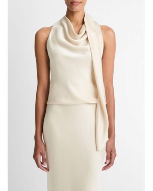Vince Satin Scarf Top - Natural