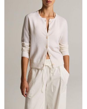 Vince Scallop-Trim Wool & Cashmere-Blend Cardigan - White