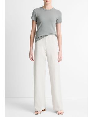 Vince Colette High-Rise Cotton & Linen-Blend Bias Pant - White