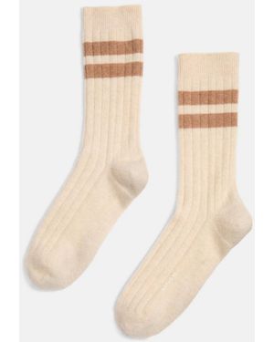 Vince Double-Stripe Cashmere Rib Sock - Natural