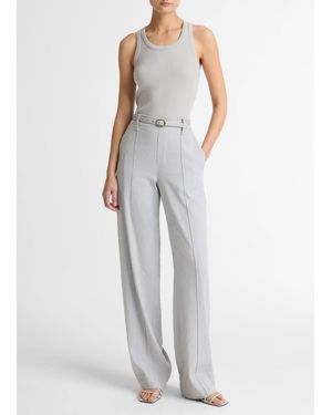 Vince Joan High-Rise Linen-Blend Pull-On Pant - White