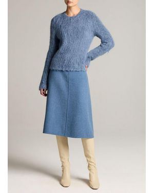 Vince Splittable Wool-Blend Skirt - Blue