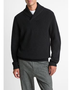 Vince Shaker Wool-Cashmere Shawl-Collar Jumper - Black