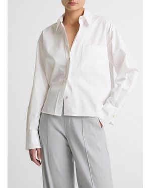 Vince Cotton Cropped Button-Front Shirt - White