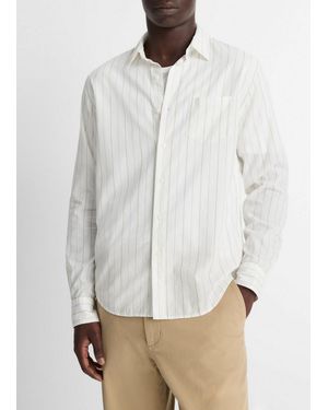 Vince Chatsworth Stripe Cotton Oxford Button-Front Shirt - White