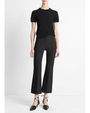 Vince Niki Mid-Rise Pintuck Crop Flare Pant - Black