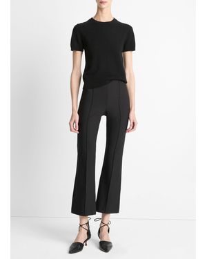 Vince Niki Mid-Rise Pintuck Crop Flare Pant - Black