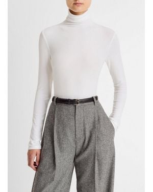 Vince Essential Long-Sleeve Turtleneck Top - Gray
