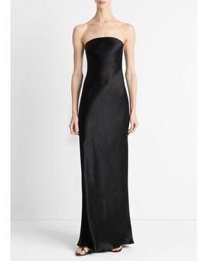 Vince Satin Strapless Maxi Dress - Black