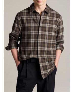 Vince Tom Plaid Cotton Button-Front Shirt - Black