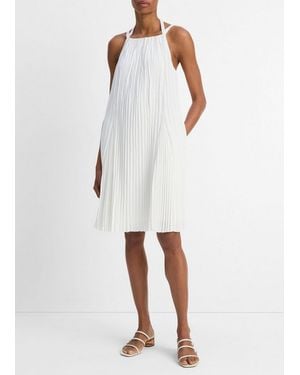 Vince Pintuck Pleated A-Line Dress - White