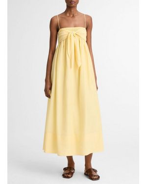 Vince Cotton-Silk Tie Smocked Dress - Yellow
