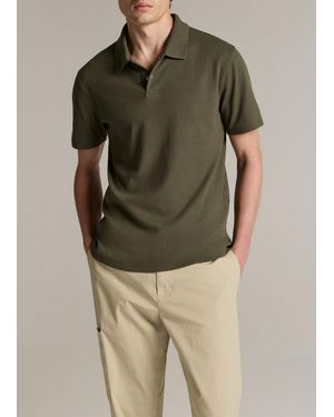 Vince Mesh-Knit Cotton-Blend Snap Polo Shirt - Green