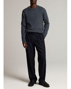 Vince Louie Relaxed Twill Double-Pleated Trouser - Blue