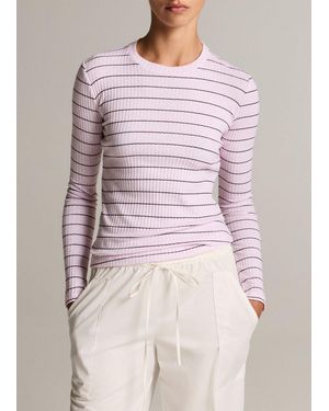 Vince Striped Ribbed Cotton Long-Sleeve T-Shirt - Multicolour