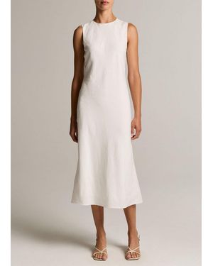 Vince Linen-Blend Bias-Cut Dress - Natural