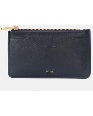 Vince Leather Zip-Top Card Case - Blue
