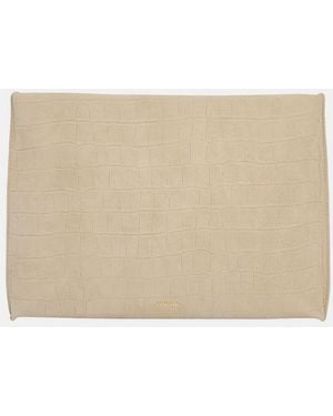 Vince Athene Croc-Embsed Nubuck Leather Crsbody Pouch - Natural