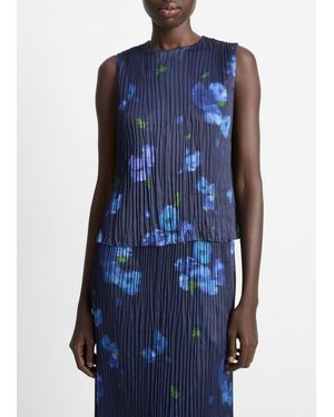 Vince Poppy Blur Crushed Satin Shell - Blue