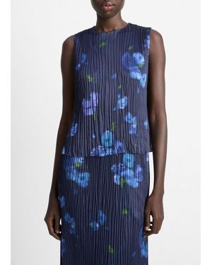 Vince Poppy Blur Crushed Satin Shell - Blue