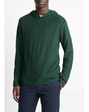 Vince Pima Cotton Piqué Hoodie - Green