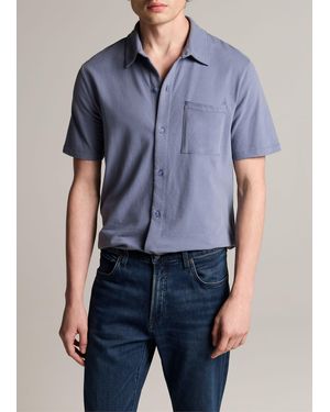 Vince Sueded Cotton Jersey Button-Front Shirt - Blue