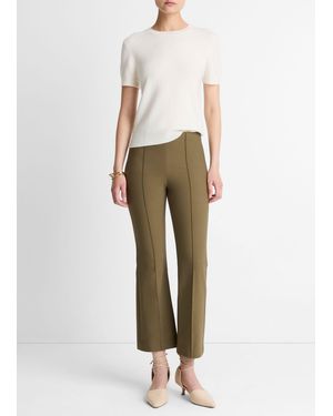 Vince Niki Mid-Rise Pintuck Crop Flare Pant - Natural
