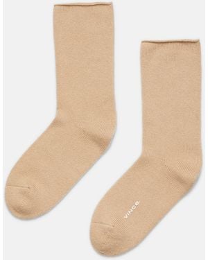 Vince Cashmere Jersey Short Sock, Beige, Size Xs/s - White
