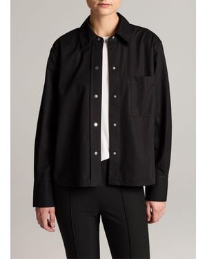 Vince Cotton Metal-Snap Long-Sleeve Shirt - Black