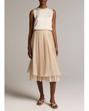 Vince Pleated Layered Skirt - Natural