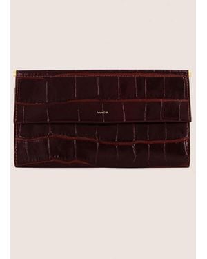 Vince Isolde Bar Croc-Embsed Leather Wallet Clutch, Re - Multicolor