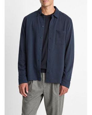 Vince Sueded Cotton Jersey Button-Front Shirt - Blue