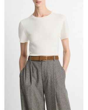 Vince Wool & Cashmere-Blend Short-Sleeve Jumper - Grey