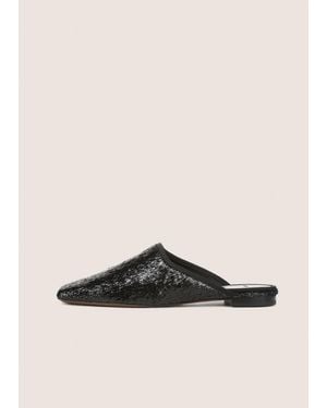 Vince Dakota Lamé Fringe Mule - Black
