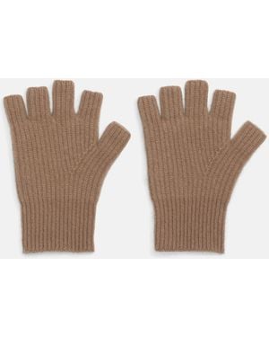 Vince Plush Cashmere Rib-Knit Fingerless Glove - White