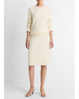 Vince Feathery-Fringe Knee Skirt - Natural