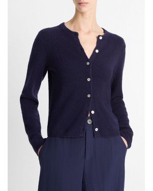 Vince Silk & Cashmere-Blend Bouclé Cardigan - Blue