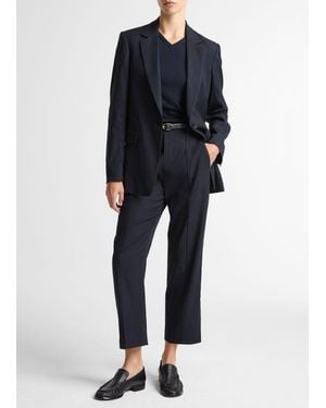 Vince Grace Mid-Rise Linen-Blend Pull-On Pant - Blue