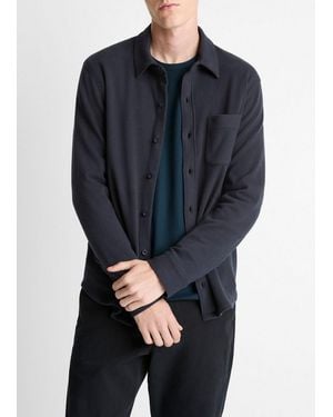 Vince Knit Cotton-Blend Button-Front Shirt - Blue