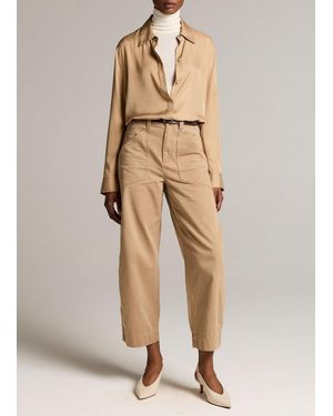 Vince Washed Cotton Twill Mid-Rise Utility Pant - Natural