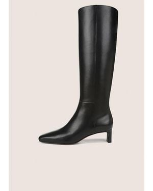 Vince Lilith Leather Wide-Calf Knee Boot - Black