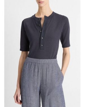 Vince Elbow Sleeve Henley - Blue