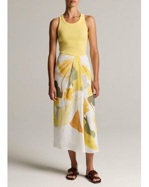 Vince Painted Abstract Floral Draped Skirt - Metallic