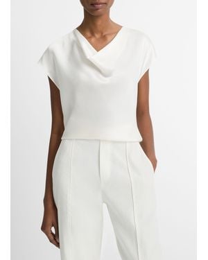 Vince Silk Cowl-Neck Blouse - White